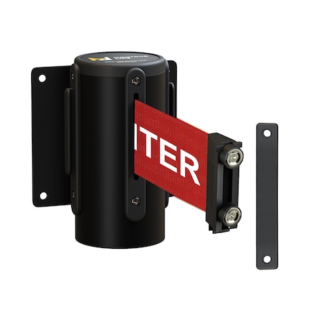 Montour Line Retr. Belt Barrier Fxd Black Metal Wall Mt 8.5' R.Cau.Belt WM115-BK-CAURW-F-M-85